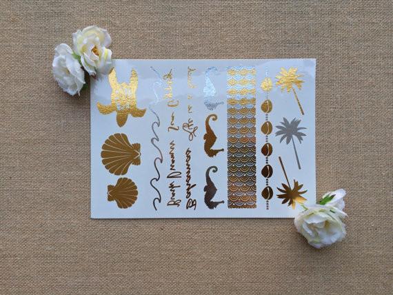 Yellow gold metallic tattoo