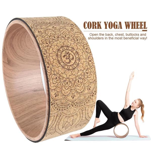 Fitness Yoga Roller Wheel , Cork Yoga Wheel  TPE Yoga Circles Gym Workout Back Training Tool