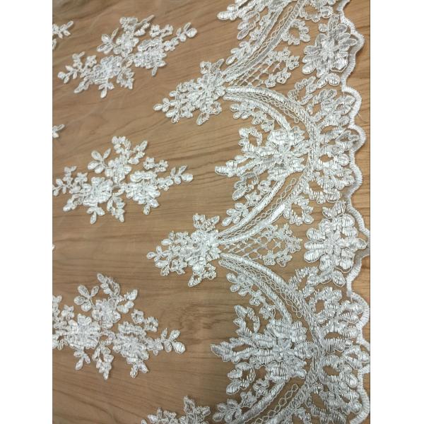 2017 new design embroidry tulle lace fabric  With Cord for Bridal Dress