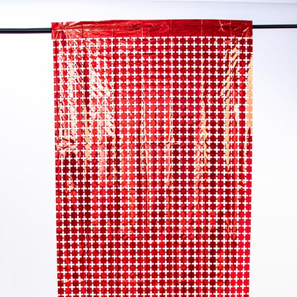 Red Metallic Fringe Curtain Square Foil Curtain Customizable