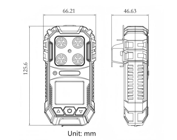 Portable Multi Gas Detector with TFT Color LCD Display Triple Alarm Mode and High-Precision Sensors