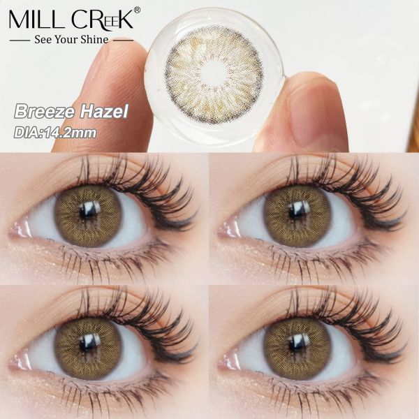 Millcreek Breeze Hazel 14.2mm Diameter Golden Hazel Core 8.5mm Base Curve Daily Disposable Colored Contact Lenses
