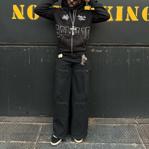 Custom Rhinestone Zip Up Hoodie 450 gsm Thick Heavy Weight Screen Printing Logo Streetwear Zipper Hoodies Men