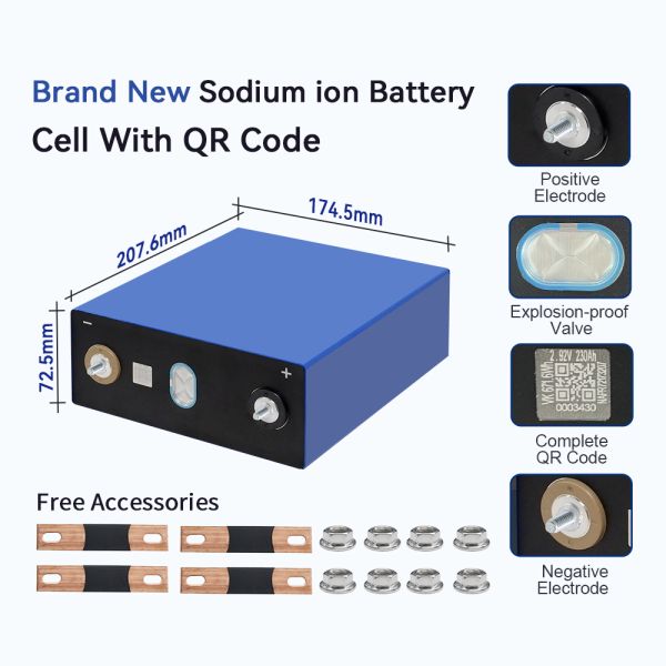 High Capacity 230Ah 3.1V Sodium Ion Battery Prismatic Cell with 4500Times Cycle Life for Energy Storage