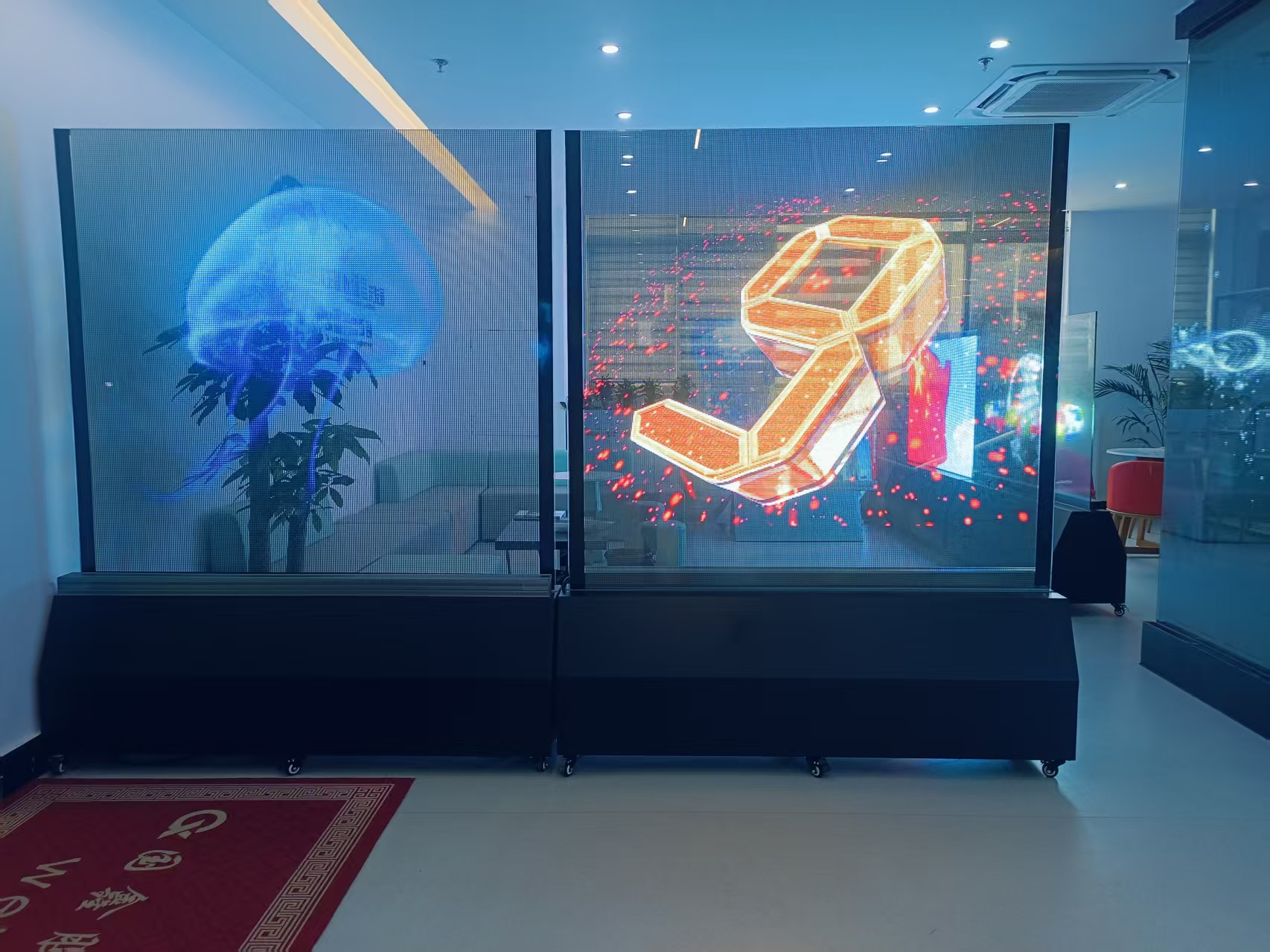 Flexible Transparent P3.91 Holographic 3D LED Film Screen Slim High-Brightness Advertising Display for Glass Window