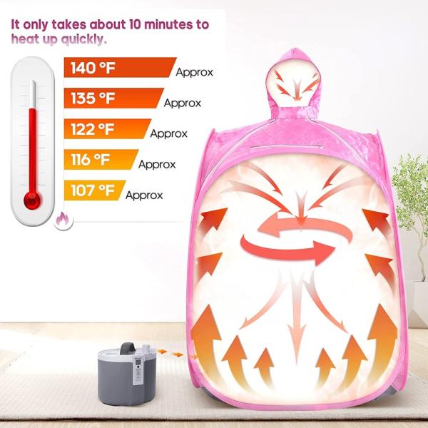 Lady Pink Portable Steam Personal European Women's Favorite Saunas Home Computer Control Panel For Detox Full Body Sauna Room With Chair