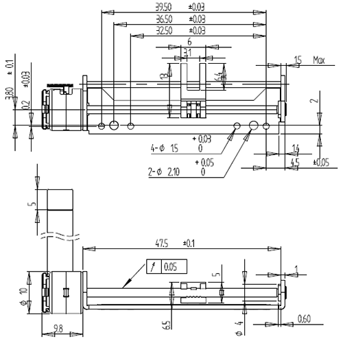 Мотор слайдера винта руководства POM M2 диаметра VSM10152 10mm линейный stepper с 4 штырями FPC