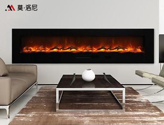 198cm Wall Mounted Electric Fireplace Room Heater Tempered Black Painted Glass