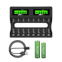 Carregador de bateria recarregável NiMH 1.2V AA AAA LED Smart Fast 8 Slots