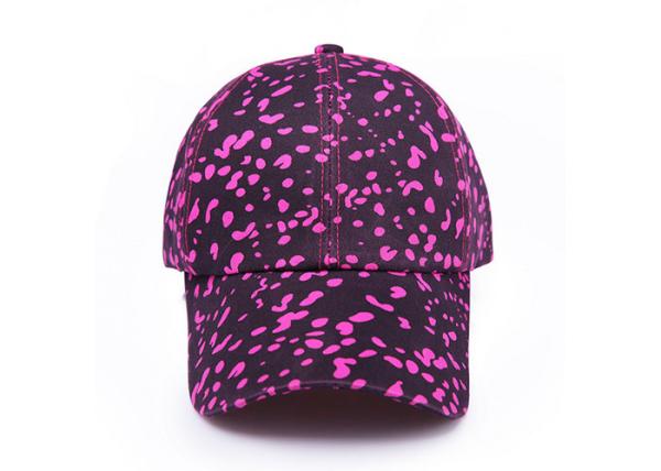Women / Men Purple Cotton Baseball Cap 6 Panel Logo Flat Embroidery 100% Cotton