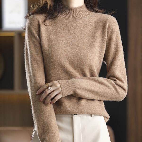 Occasion Daily Wear Sweater Free Shipping Easy Returns Worldwide Half high collar ribbed knitted sweater for women