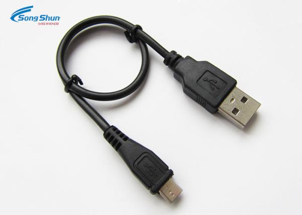 Black PVC USB Extension Cable Micro Charging Pass 2A Bare Copper Conductor