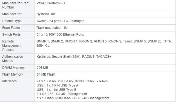 Original Cisco WS-C3560X-24P-L Layer-3 Gigabit Ethernet switch with 24-port POE network switch