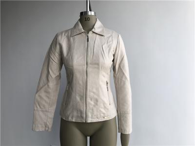 Polished Sliver Pu Leather Coat / Pleather Jacket With Multi Topstitching Tw77307