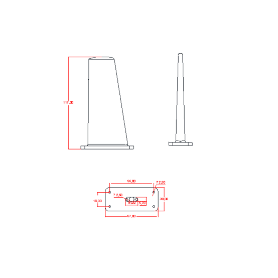 902-928MHz 3dBi SMAK Антенна с пластиковой лопатой