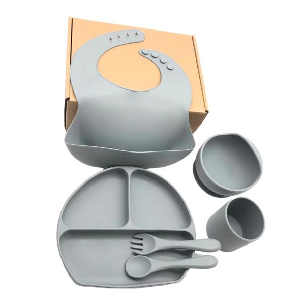 Eco Friendly Silicone Suction Divided Plate Colorful Baby Feeding Necessities PVC Free