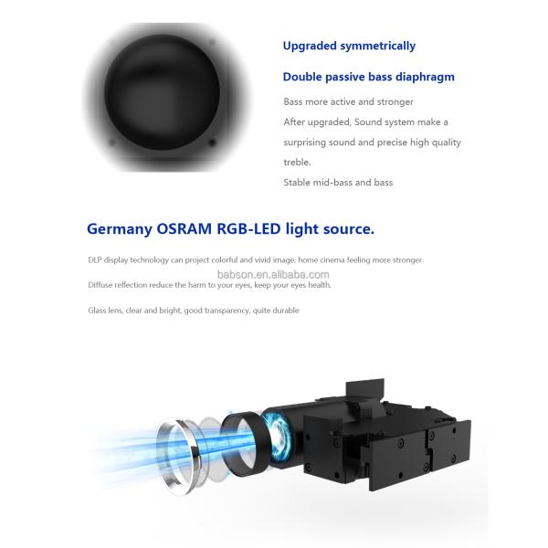 Sky 117 ODM 4K Full HD 3D Mini Smart Hotel KTV Office Auto Focus Lens 2g RAM 2k LED Android 9 Home Theater Includes Bag