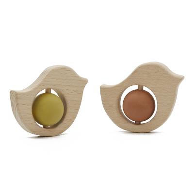Chick Type BPA Free Baby Boy Rattle Laser Etch Educational Wood Toy