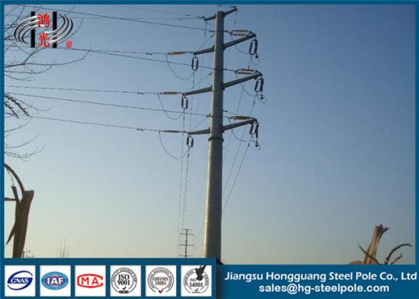 60FT Polygonal Hot Dip Galvanized Steel Electric Pole With Bitumen Painted