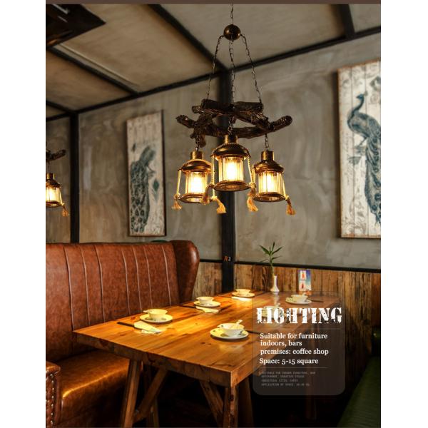 American Chandelier Loft Retro Industrial Cafe Bar Restaurant Bar Lighting Clothing Store Wooden chandelier(WH-VP-230)