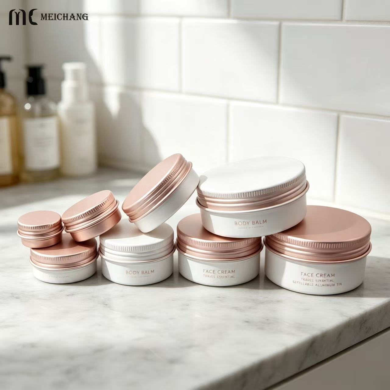 5-80g Refillable Round Aluminum Jar with Screw Lid for Solid Balm Packaging(MC-806)
