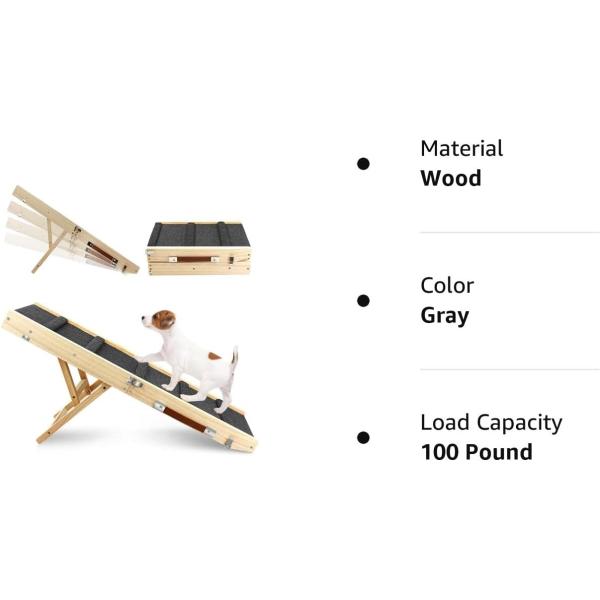 Wooden Folding Portable Pet Ramp Wooden Dog Step for Bed Pine Wood Adjustable Dog Ramp