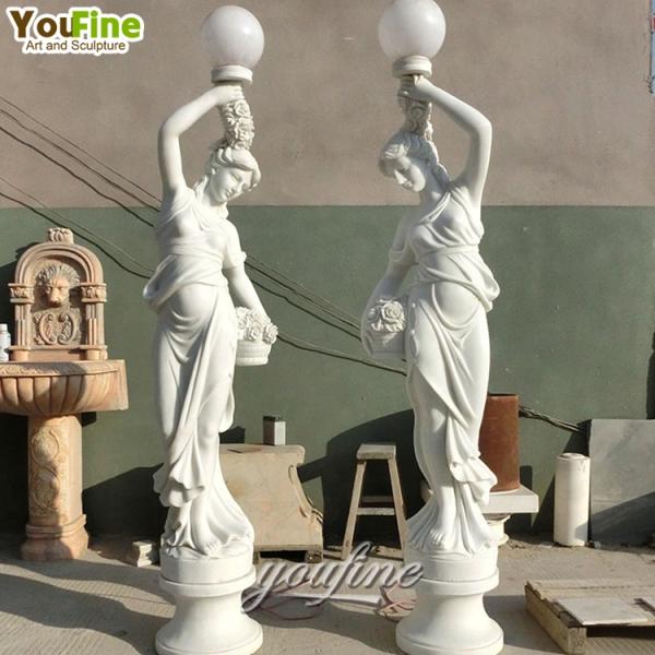 Garden Decor Modern Life Size New Floor Stone Sculpture Woman Marble Carving Statue Lamp