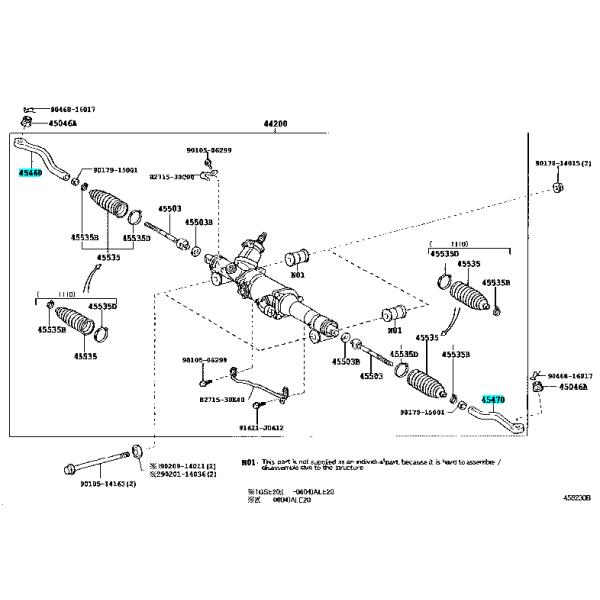 DE1422 Rodas de dirección con extremo de rodilla de corbata para LEXUS IS350 GSE30 45463-30130 Año 2000-2018