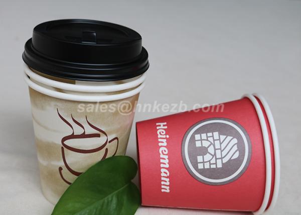 Custom Printed Disposable Paper Cups With PS Lids For Hot / Cold Drinking