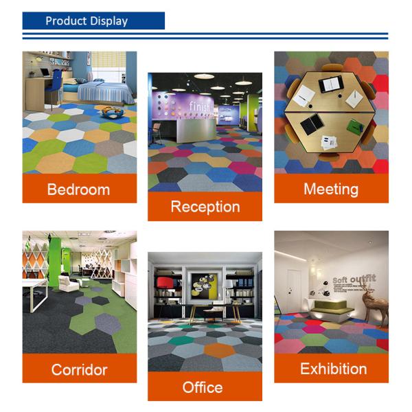 Low-Maintenance Solid Hexagon Shape Kids Room Carpet Tile Made of 100% Nylon