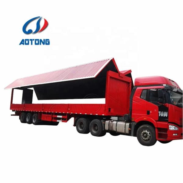 A Aotong Box Cargo Truck Wing Van Semi Trailer com asa aberta e 2 50mm JOST King Pin