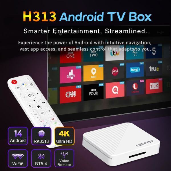 4K Ultra HDR Android TV Box Streaming Device Dual Band WiFi 6