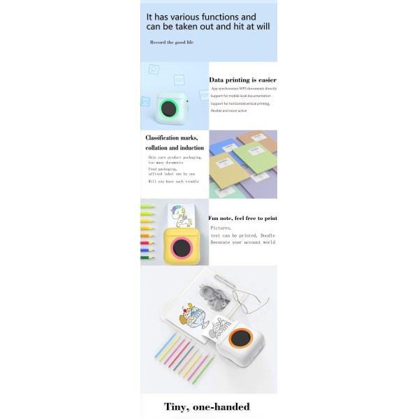 Portable Phone Thermal Mini Printer Sticker Bluetooth 200DPI