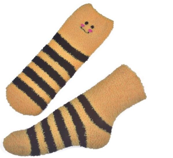 Yellow Smile pattern mens aloe socks Polyester plush therapy 19x13x8.5 cm