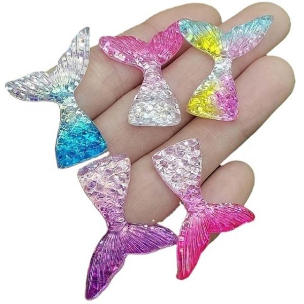 ployester Resin Glitter Mermaid Sea Shall and Glitter Sequin Mermaid Tail Resin Flat Back DIY Clip Thin Resin Crafts
