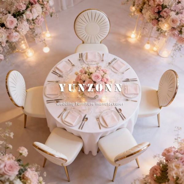 Wholesale Gold Stainless Steel PU Leather Luxury Wedding Chairs for Reception Events