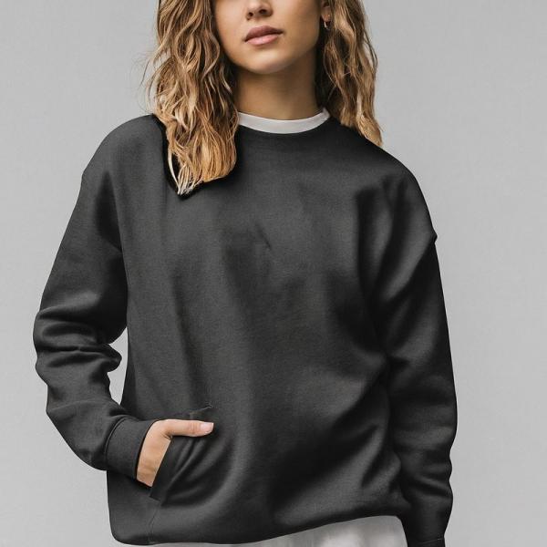 Pullover Crewneck Women'S Hoodies Sweatshirts Black White Regular Sleeve 400g