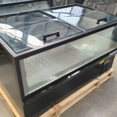 GRAND Series Static Cooling Combinable Sliding Glass Island Display Freezer for Frozen Food