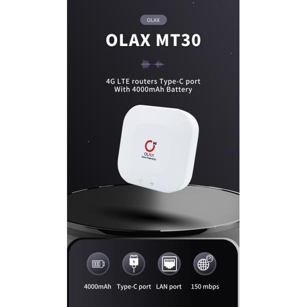OLAX MT30 Unlocked type-c 4g wifi modem Ethernet port 4g lte router with sim card slot 4000mah router