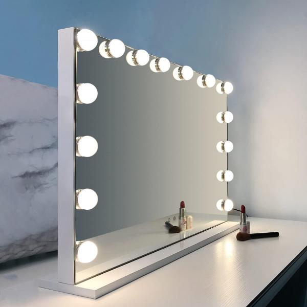 Compact Led Hollywood 10x Vanity Mirror Plexiglass Material