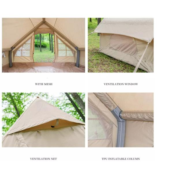 Оптовая надувная воздушная туристическая палатка Большая холстая гальваническая хижина семейная надувная ванная палатка
