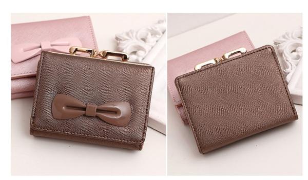2016 new women's wallets cute bow buckle short paragraph mini wallet
