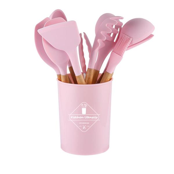 Silicone Kitchen Utensils with Wooden Handles 12 Pieces Cooking Tools Kitchenware