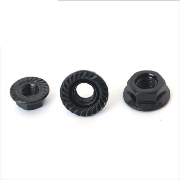 O zinco preto revestiu porcas de aço inoxidável trava o tipo categoria 4,8 M3-M12 serrilhou a flange