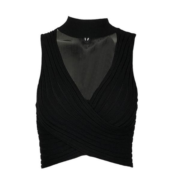 Hanging Neck Sleeveless Sexy Women's Knitted Tank Top