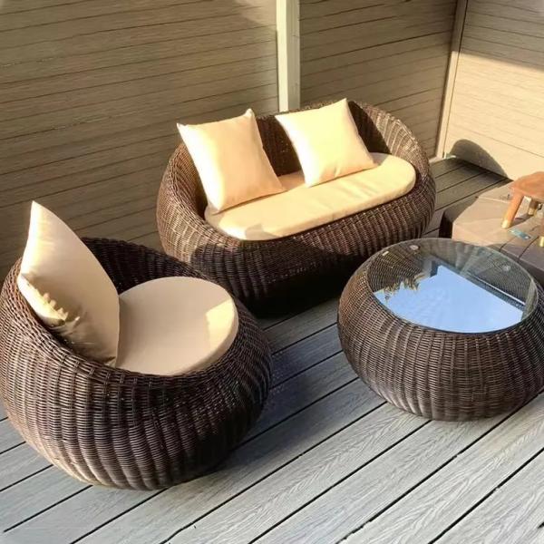 Brown Outdoor Patio Couch Waterproof Garden Furniture Corner Sofa