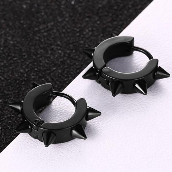 Meaeguet Black Gothic Punk Stud Earrings For Women Men 316L Stainless Steel Rivet Spike Earrings Rock Party Jewelry