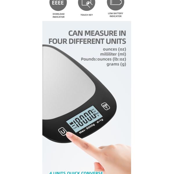 5KG Maximum Weight Recommendation Nutritional Scale Accurate Kitchen Scales Waterproof Digital Kitchen Weighing Scale