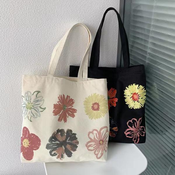 Oversized Eco Friendly Cotton Canvas Tote Bag with Custom Printed Logo Soft-loop Style