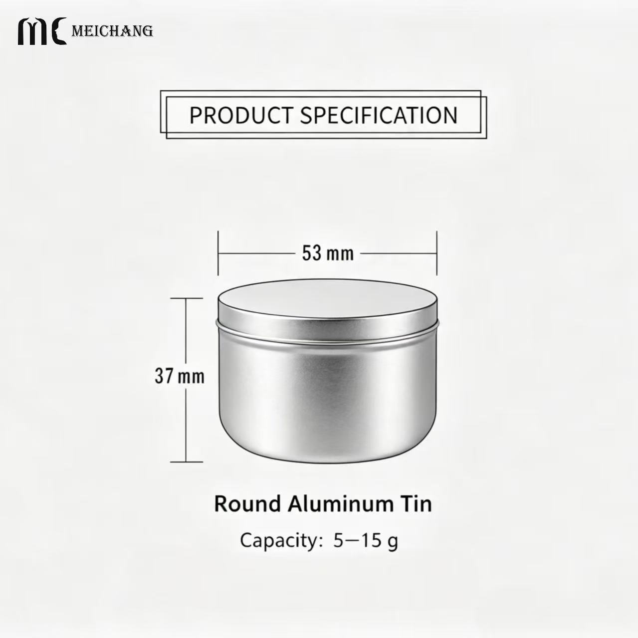 5-15g Refillable Aluminum Tin Jar with Screw-Top Lid for solid balm and skincare packaging(MC-807）